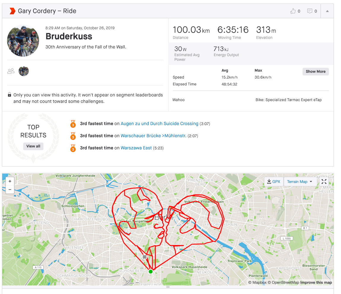 Strava-Kunstwerk Aktivität